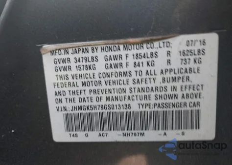 2016 Honda Fit Ex from USA, damaged, VIN JHMGK5H79GS013138